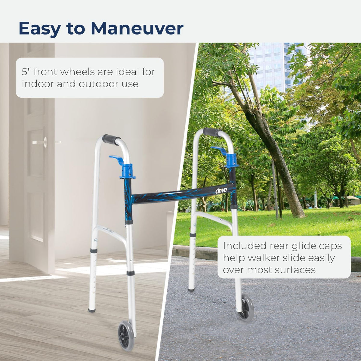 Drive Trigger Release Folding 5" Wheeled Walker