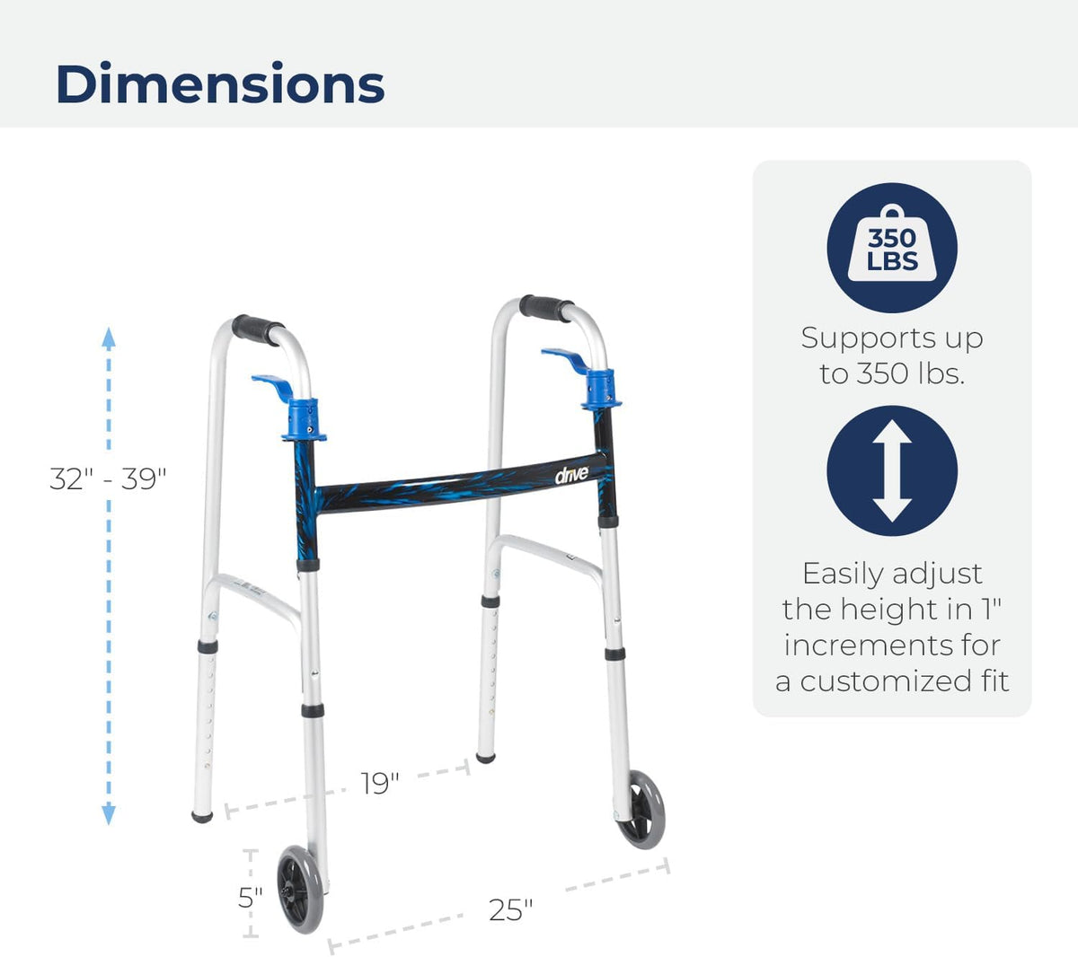 Drive Trigger Release Folding 5" Wheeled Walker