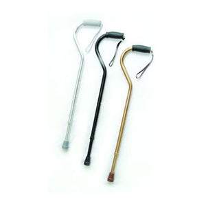 Bronze Offset Handle Cane with Strap