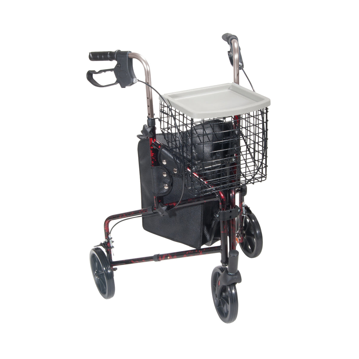 Drive Deluxe 3 Wheel Aluminum Rollator-Red Flame