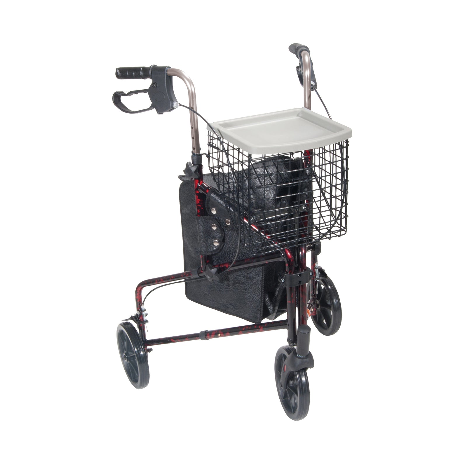Drive Deluxe 3 Wheel Aluminum Rollator-Red Flame